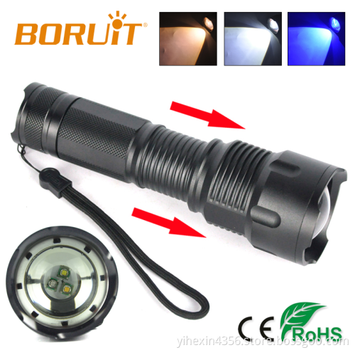 Boruit Color Light 6 Working Mode Zoomable Led Flashlight Torch